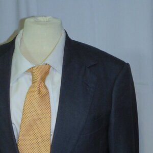 Huntsman Savile Row Bespoke 2022 Navy Blue Birdseye One Button Suit 34S